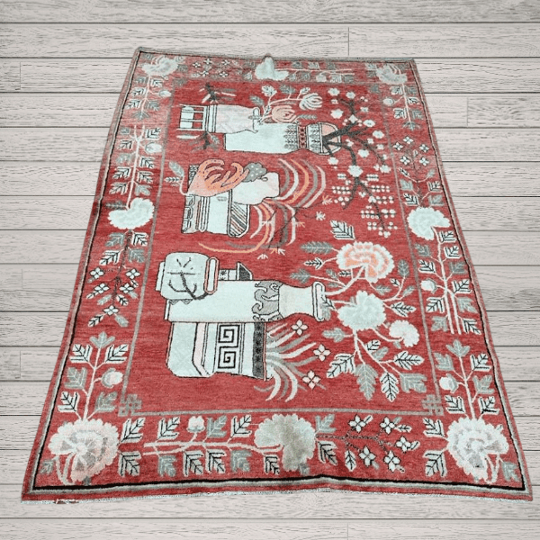 Antique Khotan Rug | Stylized Vases Design | 5x8