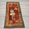 A richly detailed antique Khotan rug Samarkand vase design with a deep red field, intricate vase motifs, and a distinctive Chinese-inspired border. Bold, layered, and highly decorative, 4'0" x 8'6"