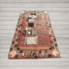 A striking antique Khotan rug with a vibrant red-orange field and a sequence of stylized vases. Bold yet refined, this piece blends geometric structure with expressive botanical forms, 4'6" x 7'10"