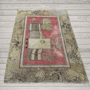 Antique Khotan Rug | Stylized Vases Design | 5x7