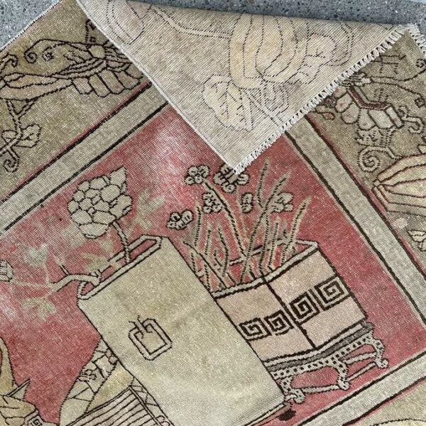 Antique Khotan Rug | Stylized Vases Design | 5x7