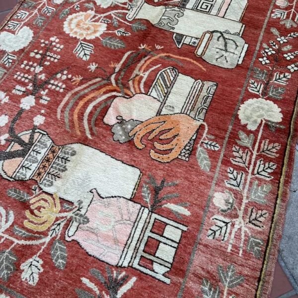 Antique Khotan Rug | Stylized Vases Design | 5x8