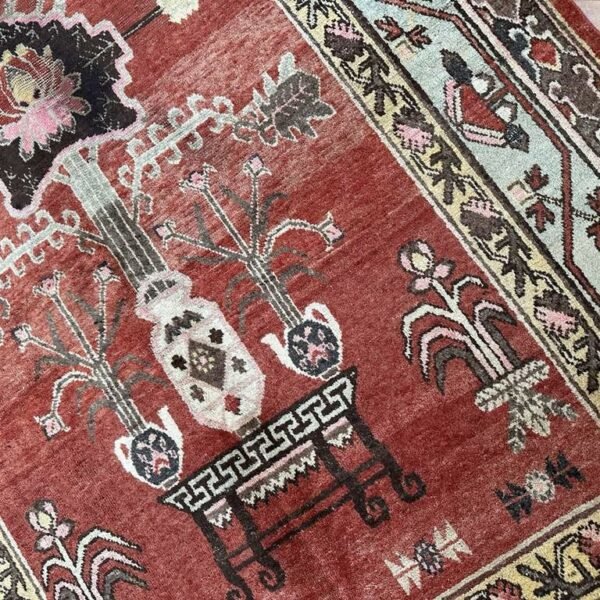 Antique Khotan Rug | Stylized Vases Design | 5x7