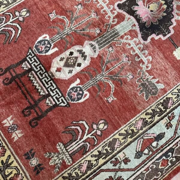 Antique Khotan Rug | Stylized Vases Design | 5x7