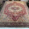 A modern Heriz rug handmade in Turkey, blending bold structure with refined color. A modern statement piece with timeless roots, 9'x12'