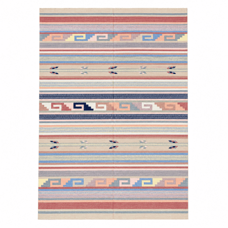 Handwoven Durrie Kilim Rug | Striped Tribal Design | 6x9