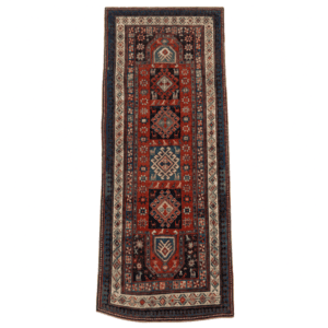Antique Kazak Runner | Tribal Medallions & Animal Motifs | 3x8