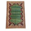 Vintage Turkish Rug | Green Field  Geometric Border | 9x11
