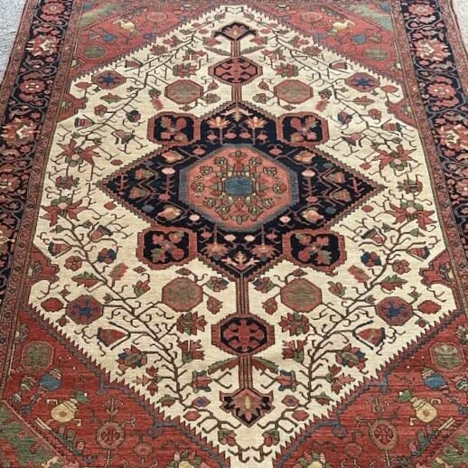 Rare Antique Malayer Rug | Ivory Field | 5x7