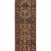 Antique Bijar Runner | Golden Beige Field with Red Floral Border | 4x15