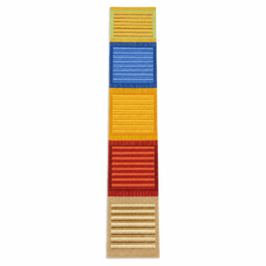 A striking and modern handwoven kilim runner, featuring a bold Scandinavian-inspired color block composition, 1'9" x 11'0"