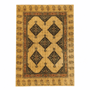 A beautifully composed vintage rug, approximately 40 years old, inspired by classic Serapi designs and featuring a distinctive geometric layout, 8'10" X 11'3" 
