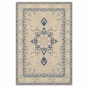 An elegant and finely detailed antique blue floral rug, showcasing the delicate artistry and refined weaving associated with the well known  Turkish Sivas tradition, 3'7" x 5'10" 