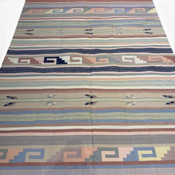 Handwoven Durrie Kilim Rug | Striped Tribal Design | 6x9