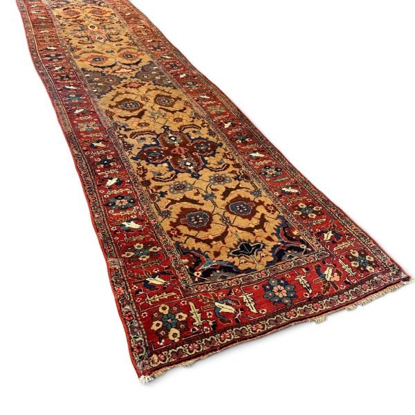 An exceptional and richly detailed antique Bijar runner, approximately 120 years old, showcasing the enduring craftsmanship and decorative sophistication associated with this revered weaving tradition, 3'7" x 14'6"