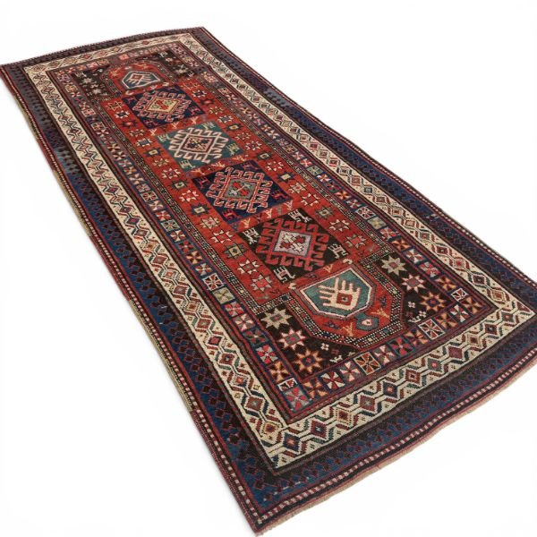 Antique Kazak Runner | Tribal Medallions & Animal Motifs | 3x8