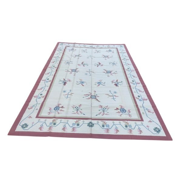 Handmade Indian Dhurrie | Pastel Flatweave Kilim | 12x18