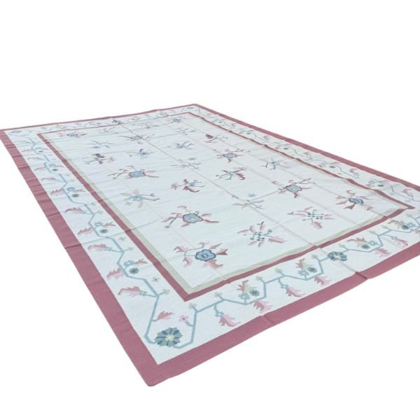 Handmade Indian Dhurrie | Pastel Flatweave Kilim | 12x18