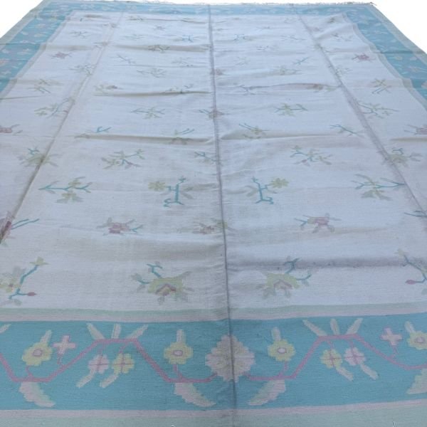 Handmade Indian Dhurrie | Pastel Flatweave Kilim | 12x15