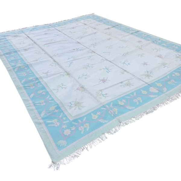Handmade Indian Dhurrie | Pastel Flatweave Kilim | 12x15