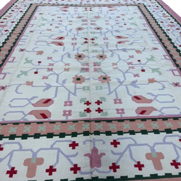 Handmade Indian Pastel Flatweave  | Dhurrie Kilim | 12x15