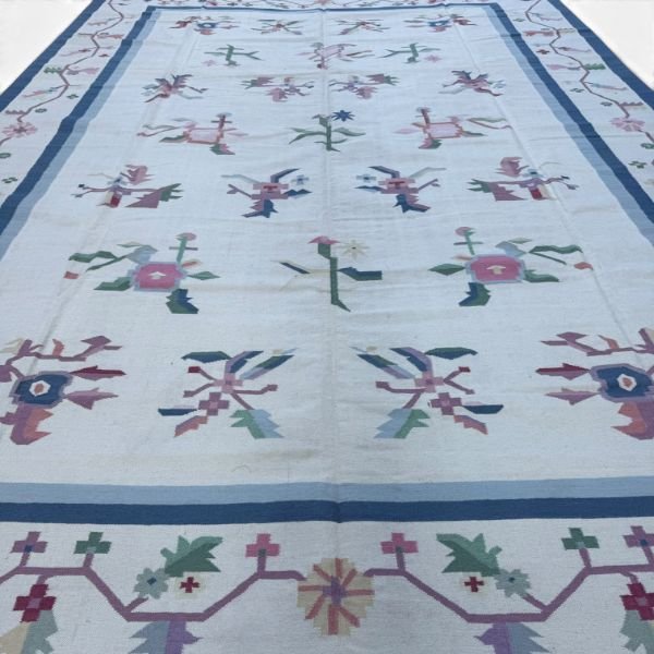 Oversize Handmade Indian Pastel Flatweave  | Dhurrie Kilim | 12x17