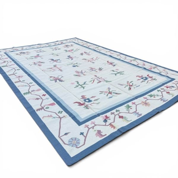 Oversize Handmade Indian Pastel Flatweave  | Dhurrie Kilim | 12x17