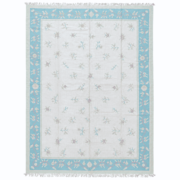 Handmade Indian Dhurrie | Pastel Flatweave Kilim | 12x15