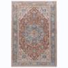 An exceptional antique Heriz rug featuring a soft floral medallion set within a richly decorated red field. Antique washed for a beautifully muted and timeless palette, 7'9" x 10'9" 