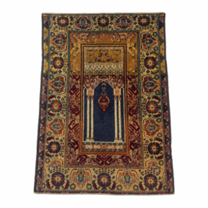 Antique Ottoman Turkish  Rug l Mihrab Design with Columns and Lamp | 120+ Years Old | 4x6