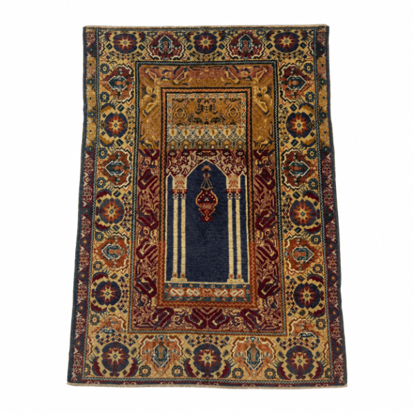 3B93A160-43BD-4DCA-8F0C-20EE23F2813F-600w Antique Ottoman Turkish Rug l Mihrab Design with Columns and Lamp | 120+ Years Old | 4x6