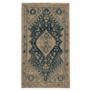 Antique Qashqai Rug | Ivory Field with Blue Geometric Medallion | 3x5