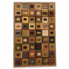 A unique vintage silk rug with a distinctly modern 1970s–80s aesthetic, featuring a grid of geometric squares and a warm, earthy palette. Fully reversible for added versatility.