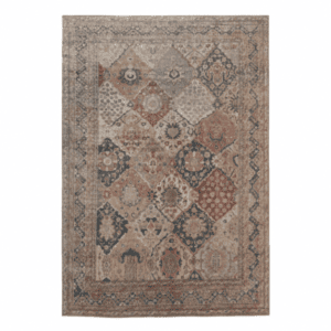 Antique Gordes Rug | Soft Neutral Diamond Tile Design |  7x9