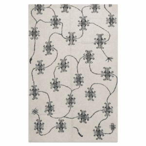 Modern Central Asian Felt Rug | Black Tribal Motif | 10x15