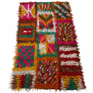 Vintage Filikli Tulu Rug | Long Pile Rug with Patchwork Design | 5x8