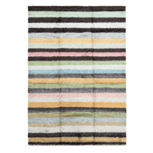Contemporary Turkish Tulu Rug | Pastel Striped Design | 9x12