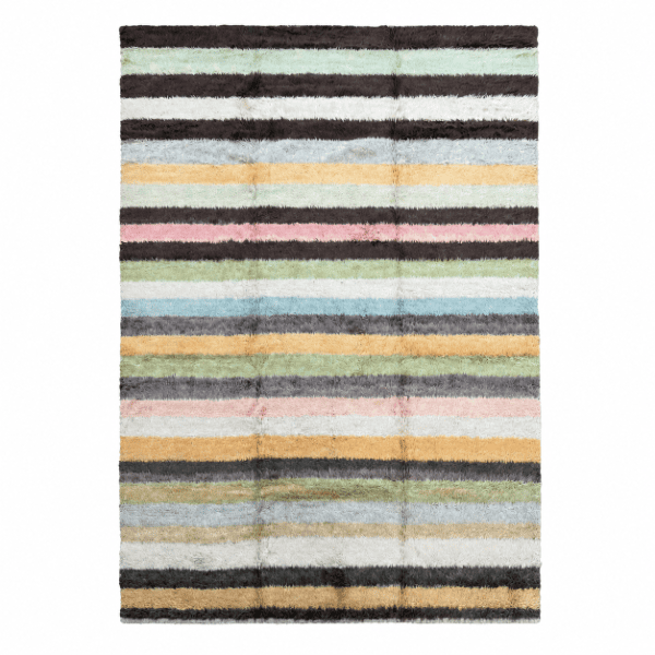 Contemporary Turkish Tulu Rug | Pastel Striped Design | 9x12