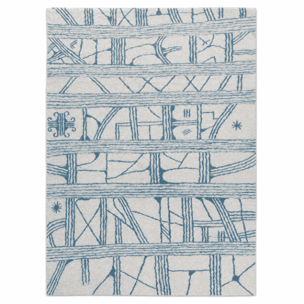 FACF39C4-30B3-468B-894E-E2FAE2C4EA47-600w Modern Central Asian Felt Rug | Abstract Linear Design | 9x12