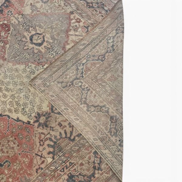 Antique Gordes Rug | Soft Neutral Diamond Tile Design |  7x9