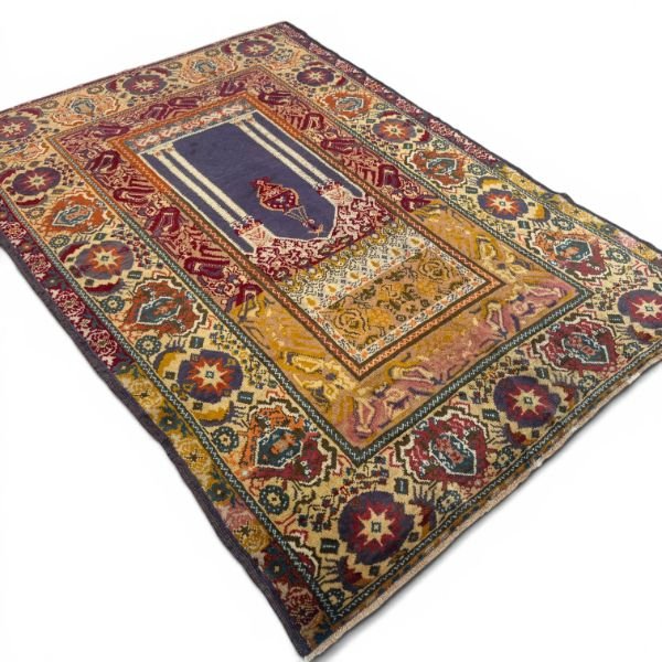 IMG_7149-Photoroom-600w Antique Ottoman Turkish Rug l Mihrab Design with Columns and Lamp | 120+ Years Old | 4x6
