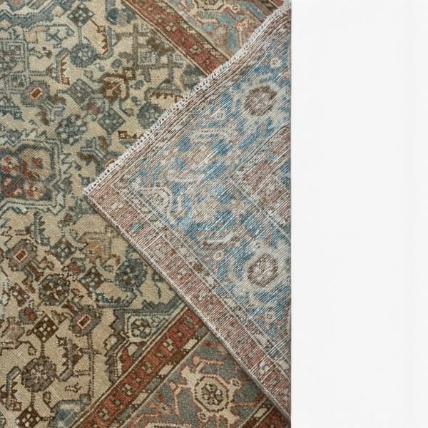 Vintage Malayer Rug | Ivory and Light Blue Central Medallion | 4x7