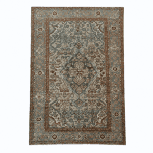Vintage Malayer Rug | Ivory and Light Blue Central Medallion | 4x7