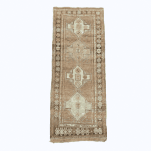 Vintage Kars Runner | Geometric Medallions in Warm Neutrals | 5x13