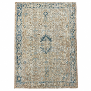 Antique Heriz Rug | Faded Blue Stylized Motifs | 7x9