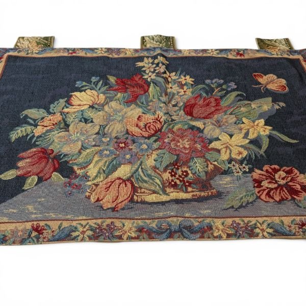 Vintage Chinese Aubusson-Style Floral Tapestry 2x3 – Wool on Cotton