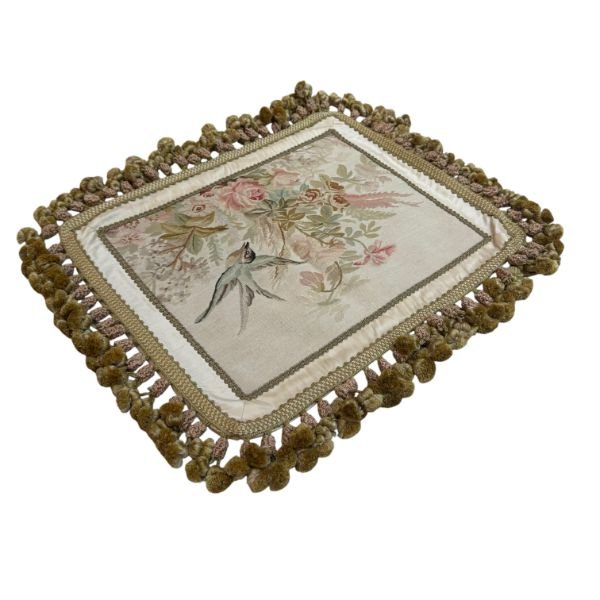 Silk Tapestry Cushion Cover – Floral & Bird Motif 18x22