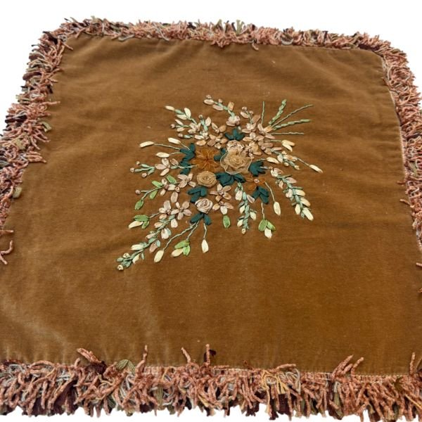 IMG_7253-Photoroom-600w Vintage Embroidered Velvet Cushion Cover – Floral Bouquet, 16x16