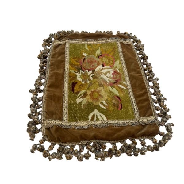 IMG_7262-Photoroom-600w Vintage French Savonnerie-Style Floral Cushion Cover, Wool & Silk, 16" x 24"