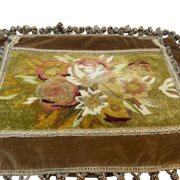IMG_7263-Photoroom-600w Vintage French Savonnerie-Style Floral Cushion Cover, Wool & Silk, 16" x 24"